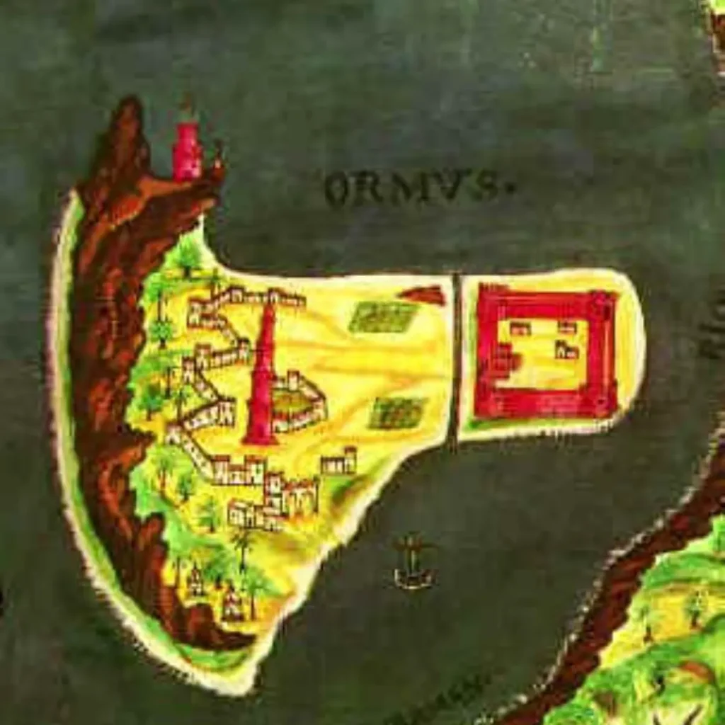 Mapa português do século XVII da cidade e fortaleza de Ormuz, do Livro das Plantas de Todas as Fortalezas