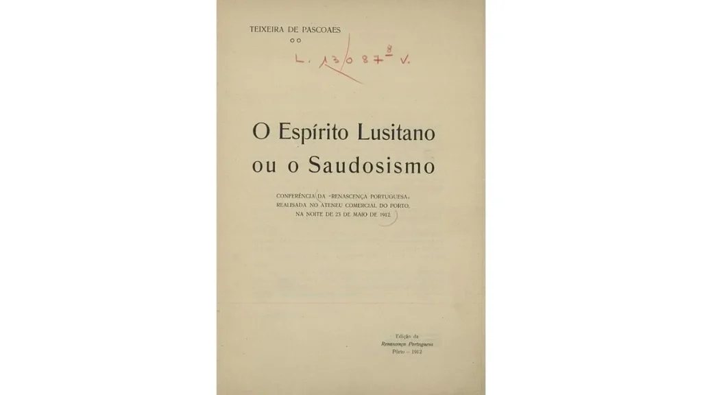Capa do livro O Espírito Lusitano ou o Saudosismo, de Teixeira de Pascoaes, edição de 1912
